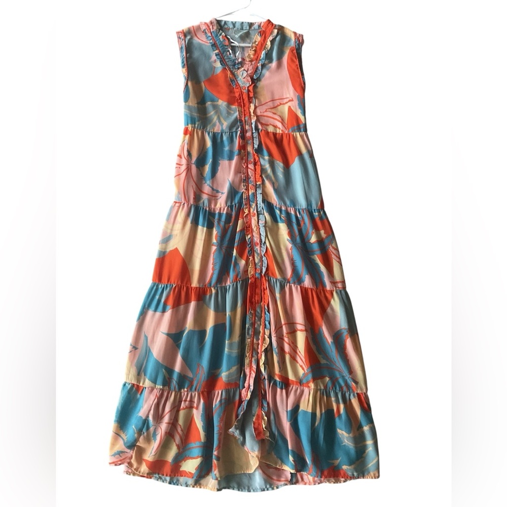 True Destination Sleeveless Floral Button Front Maxi Dress Size L